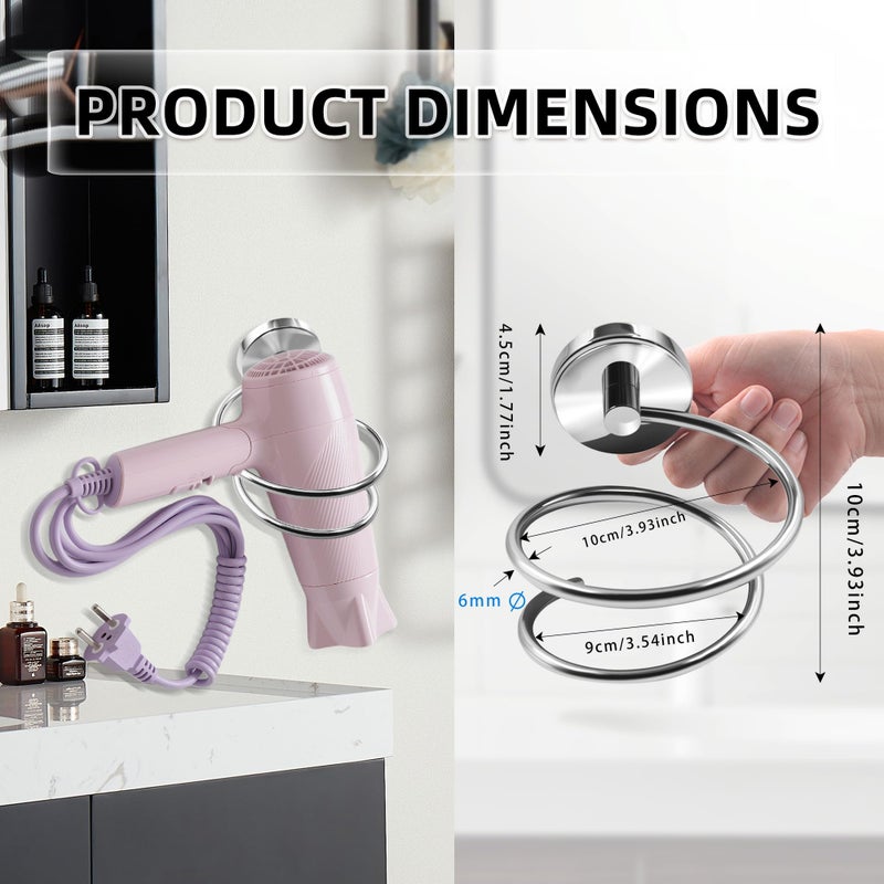 SWETON Bathroom Hair Dryer Holder Hair Care Tools Holder Wall Mount Chrome Finished Stainless Steel - Image 3